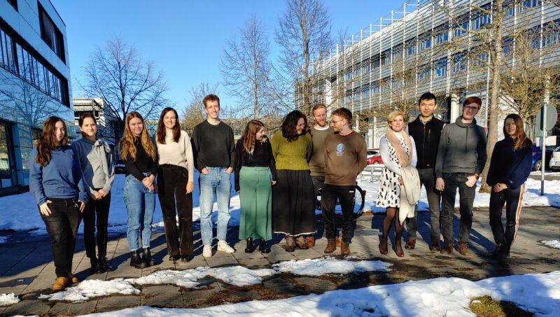 The PhD-Studens standing in front of the WZU at the University of Augsburg. Together with the PhDs of the research-group "Off the Menu"